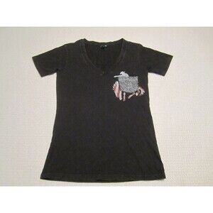 Wrangler Shirt Youth Teen 2XL Black V-Neck National Finals Rodeo Rancher Cowgirl